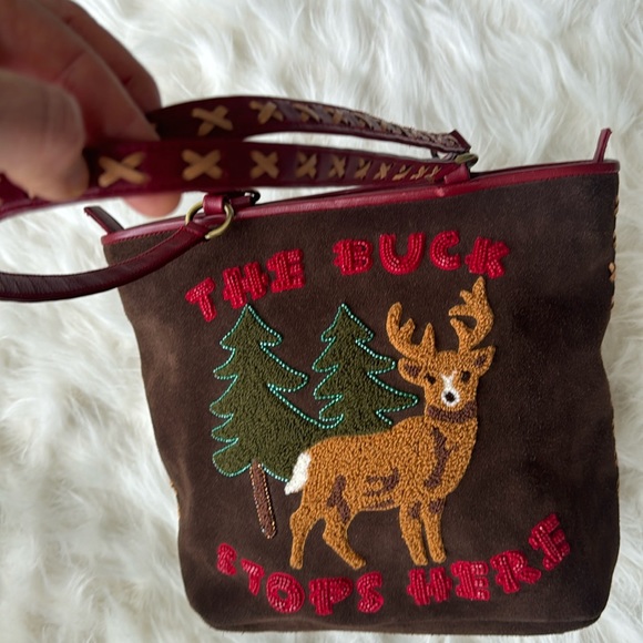 Isabella Fiore. Brown Suede and Red Leather Tote. Limited Edition. Rare find. - Picture 7 of 15